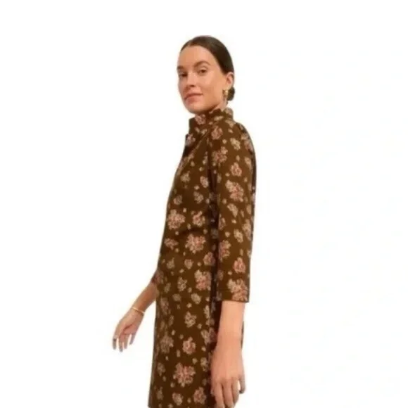 NWT Tuckernuck Brown Floral Long Sleeve Corduroy boutique dress - Picture 5 of 7